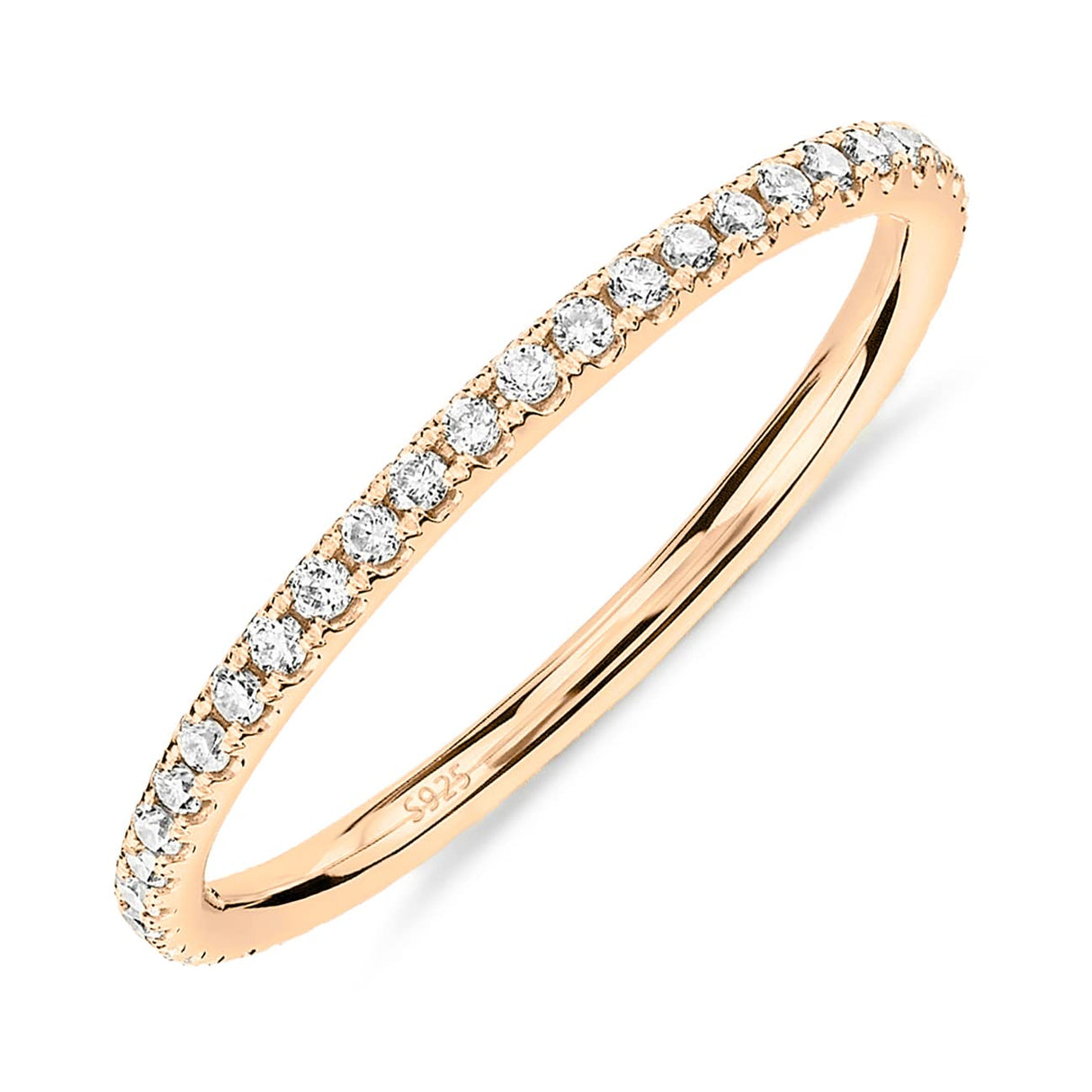 PAVOI 14K Yellow Gold Plated 925 Sterling Silver Stackable CZ Ring