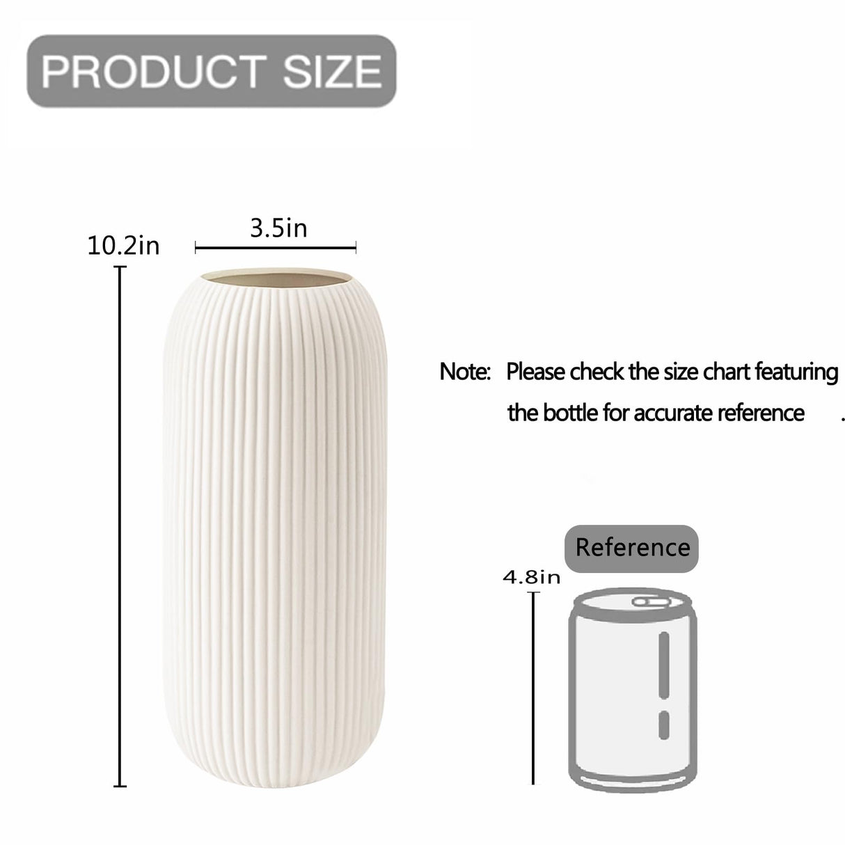 Ceramic Vase for Flowers – Modern Small Ribbed Textured Flower Vase for Home Decor, Pampas Grass, Decorative, Farmhouse, Coffee Table, Kitchen Centerpieces, Bookshelf and Home Living (XL White)