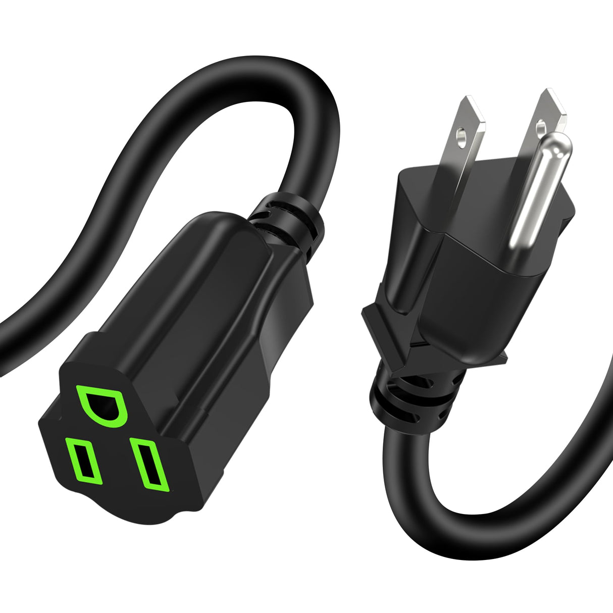 Power Extension Cord 20FT, 3 Prong Grounded Electric Extension Cable Outlet Saver, Single Outlet, Outside, Heavy Duty, Waterproof, Flexible, 16AWG, SJTW, 13A 125V, Outdoor & Indoor Power Wire (Black)