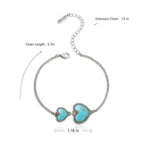 Wrangler Heart Charms Link Bracelet, 14K Gold Turquoise Jewelry for Women