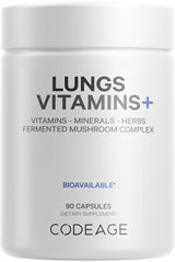 Codeage Lungs Vitamins, A, C, D, E, B6, Milk Thistle Lung Supplement, Zinc & Magnesium, Cordyceps, Reishi, Chaga, Poria, Tylophora, Ginger, Peppermint Leaf Organic Herb Cleanse - Non-GMO - 90 Capsules
