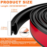 Black Rubber Weather Stripping Door Seal Strip, D Shape Door Rubber Weather Seal Strip, SelfAdhesive Weatherstripping Soundproofing Doors Sealing Strip for Windows (50 feet, Black)