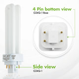 KOR 13W CFL Light Bulb, Double Tube, G24Q-1 4-Pin Base, 4100K Cool White – Pack of 4 (Replaces Philips, GE Models)