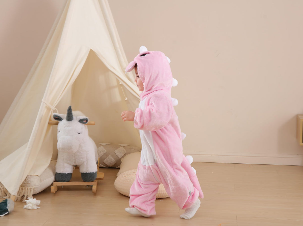 CuteOn Toddler Halloween Costume Onesie Cosplay Romper Christmas Infants Baby Costume Pink Dinosaurs 2-3 Years