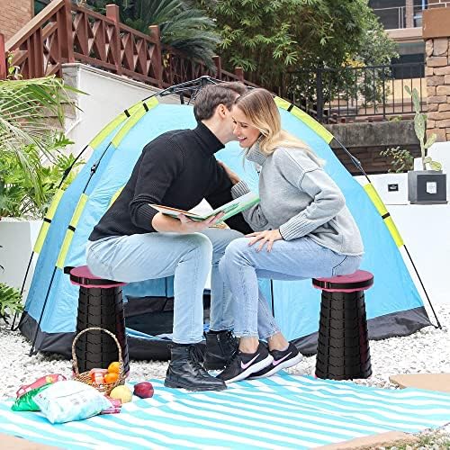 ALEVMOOM Upgraded Folding Stool with Cushion,Portable Collapsible Retractable Stool,Outdoor Chair,Yet More Sturdy Load Capacity 440lbs for Camping Garden Fishing Hiking BBQ with Carry Bag