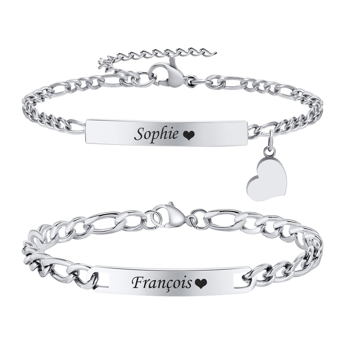 Personalized Matching Bracelet for Couple - Free Engraving Custom Couples Bracelets,Hypoallergenic Adjustable Stainless Steel Long Distance Relationship Jewelry,Promise Bracelet Gifts for Him and Her