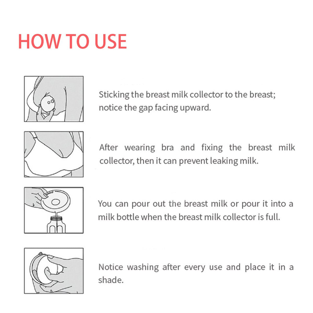 YIYEE Breast Shells Milk Saver for Breastfeeding, 4 Pack BPA Free Breast Shield Nursing Cups Protect Sore Nipples Breast Milk Collection Shells