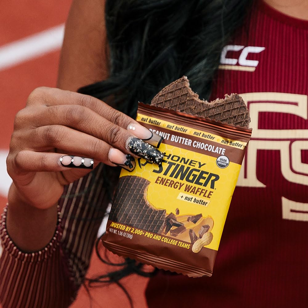 Honey Stinger Organic Peanut Butter Chocolate Waffle, Energy Stroopwafel for Exercise, Endurance and Performance, Sports Nutrition for Home & Gym, Pre & During Workout, 16.96 Ounces (Pack of 16)