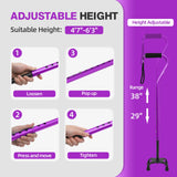 BeneCane Quad Cane Adjustable Walking Cane with Offset Soft Cushioned Handle for Men & Women Lightweight Comfortable with 4-Pronged feet for Extra Stability(Purple)