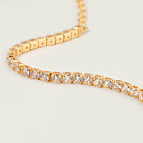 MEVECCO Anklet for Women Gold Tennis Chain Round Zirconia Cut Faux Diamond 14K Gold Plated Dainty Chain Boho Beach Summer Simple Foot Jewelry Ankle Bracelet