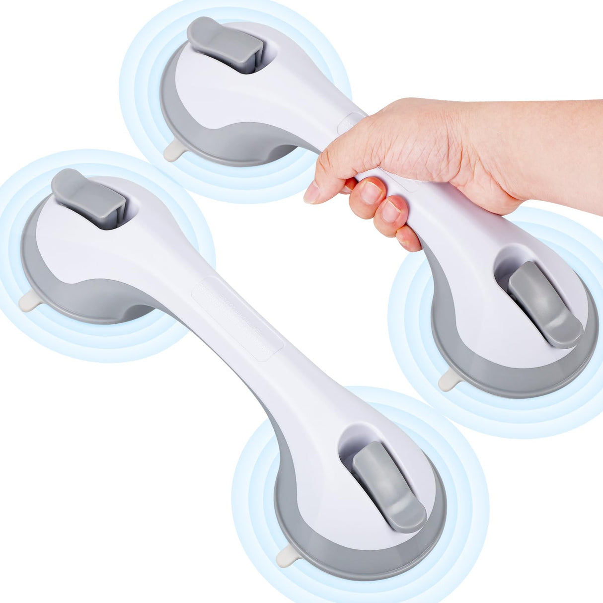 Dotday 12 Inch Suction Grab Bars for Bathtubs and Showers, 2 Pack Shower Handles for Elderly, Shower Grab Bars for Seniors, Handicap Shower Bars Shower Safety Bars for Bathroom Bathtubs Toilet - Grey