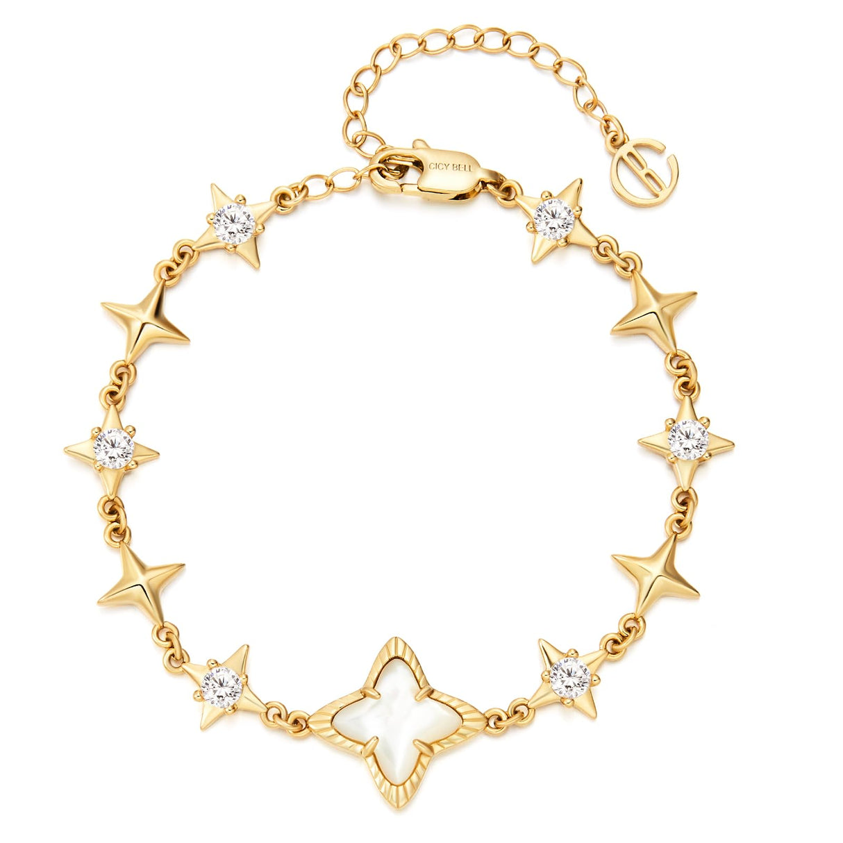 Cicy Bell Womens Bracelets 18k Gold Plated Adjustable Chain Link