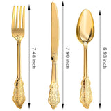 N9R 300pcs Gold Plastic Silverware Dinnerware Flatware- Heavyweight Plastic Cutlery Set, 100 Forks, 100 Spoons, 100 Knives, Gold Utensils for Party, Thanksgiving, Christmas