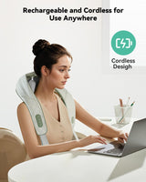 Snailax Cordless Neck Shoulder Massager with Heat, 4D Deep Tissue Kneading, Shiatsu Back Massager Pillow for Neck, Shoulder, Christmas Gifts for Men, Women