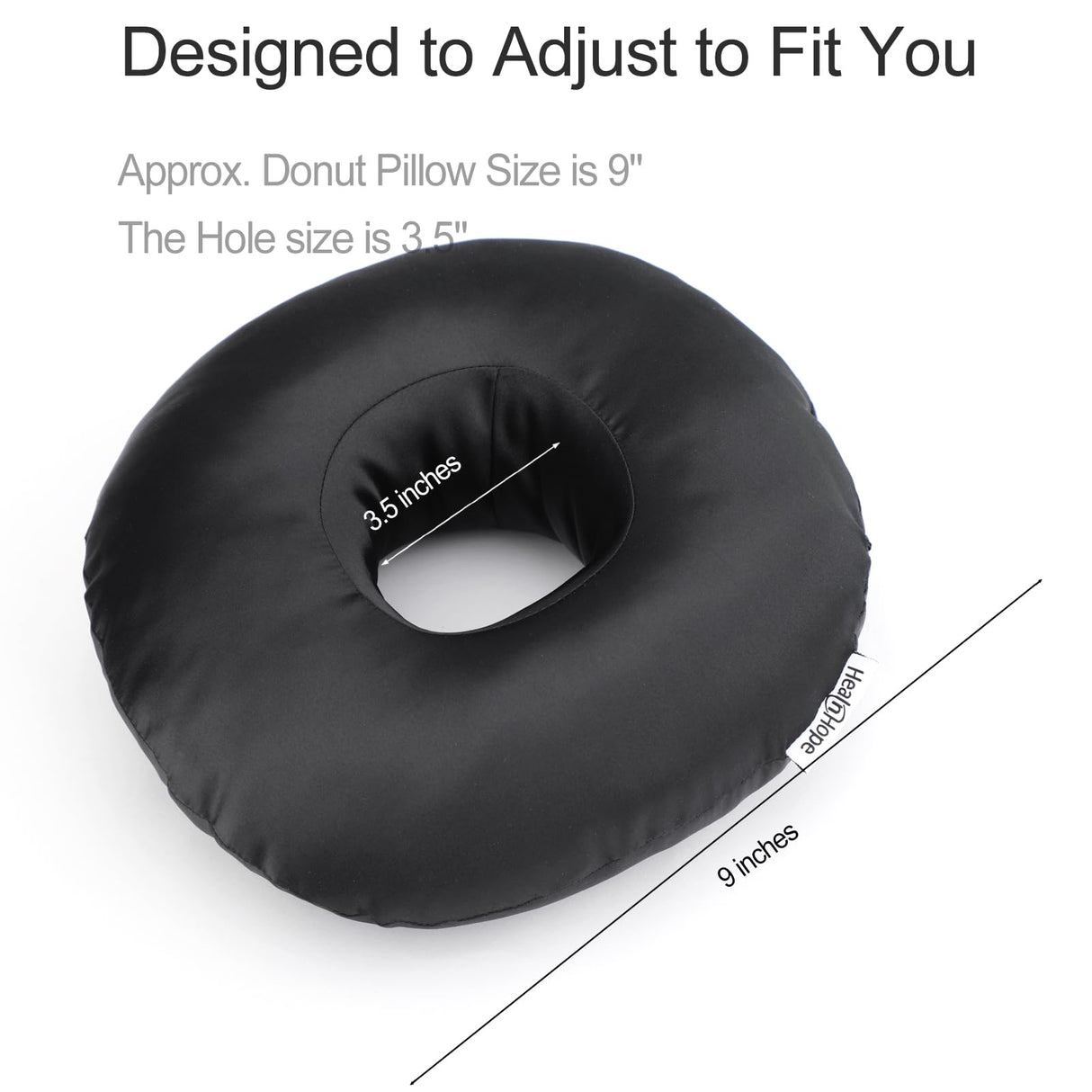 Heal n Hope Silky Satin Piercing Pillow Ear Pillows Donut with Hole for Ear Pain CNH Piercing Pain Relief Sleeping Pressure Sore Side Sleepers Smooth Cooling Ear Guard Protector, Black
