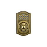 Schlage Camelot Electronic Keypad Deadbolt Lock, Keyless Front Door Entry, Mechanical Key Backup Included, Antique Brass, BE365 CAM 609