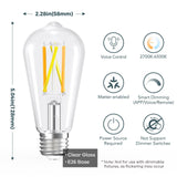Linkind Matter Smart Light Bulb, ST19 (ST58) Smart Edison Bulbs, 2700K-6500K Warm White to Daylight E26 LED Bulb 8W 60W 800LM, Work with Alexa, Google/Apple Home, SmartThings, 2.4GHz WiFi, 4 Pack