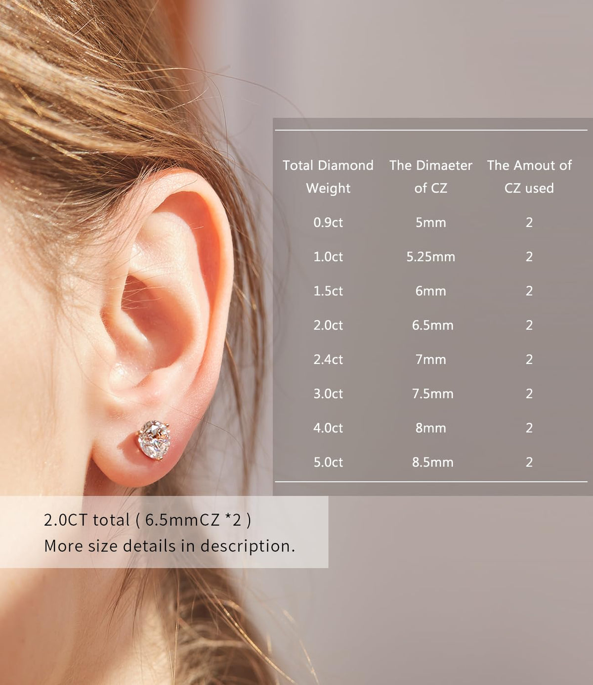 "STUNNING FLAME" 18K Gold Plated Silver Brilliant Cut Simulated Diamond Cubic Zirconia Stud Earrings(yellow-gold-plated-silver, 0.9)