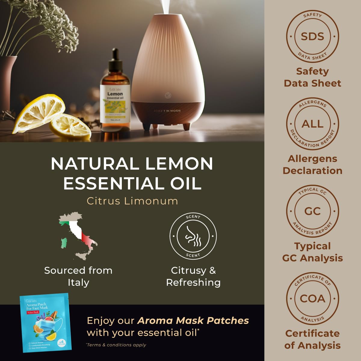 Gya Labs Lemon Essential Oil for Diffuser & Candle Making Scent - Huge 4 Fl Oz - 100% Pure Natural Lemon Oil for Skin, Cleaning, Refreshing Scent for Aromatherapy, DIY & Candle Making