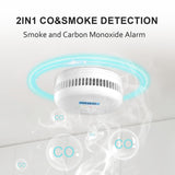 Smoke and Carbon Monoxide Detector Alarm Combo, Combination Carbon Monoxide Gas Detector Smoke Fire Alarm 2AA Battery Powered, Digital Display and Sound Light Alarm for Home, Bedroom, Kitchen