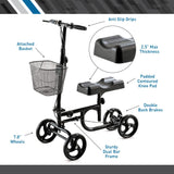 BodyMed Knee Walker for Injuries with Dual Brakes, Metal Basket & Knee Pad Cover - Collapsible and Adjustable Scooter, Broken Leg Caddy, Better Alternative to Crutches