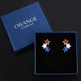 American Flag Earrings for Women 925 Sterling Silver 4th of July Stud Earrings Red White And Blue Star USA Flag Fourth of July Independence Day Gifts for Women