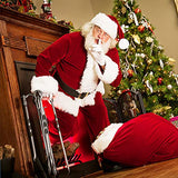 muyulin Men's Santa Claus Costume Adults Suit 7 Pcs, Deluxe Velvet Large Santa Outfits for Christmas, Cosplay Party, with hats, beard, belt