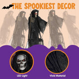 JOYIN 2 Pcs Halloween Hanging Swinging Ghosts Decorations Outdoor, Halloween Scary Decor with Lighted Up Eyes, Creepy Swinging Skeleton Flying Props for Yard Patio Lawn Garden