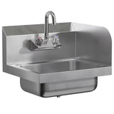 AmGood Stainless Steel Wall Mount Hand Sink with Faucet and Right Sidesplash 17" x 15" | NSF Commercial Hand Washing Basin For Restaurant, Kitchen and Home | Bowl Size: 10" x 14"