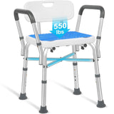 TABEKE Shower Chair for Inside Shower, FSA/HSA Eligible 500lb Compact Shower Chair with Backrest & Padded Armrest, Height Adjustable Shower Bench W.Suction Cups, Shower Seat for Elderly and Disabled