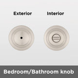 Kwikset Cove Interior Privacy Door Knob with Lock, Door Handle for Bathroom and Bedroom, Satin Nickel Keyless Turn Lock Doorknob, with Microban Protection (Pack of 4)