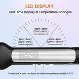 Faszin Professional Hair Straightener, 1.65inch Wide-Plate, Titanium Negative Ion Flat Iron, 30s Rapid Heating, LED Temp Display, Wide Voltage & 10 Adjustable Temp Levels (260-450℉) - Black