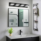 IZORRO LED Modern Bathroom Lights Fixtures(4-Light,Dimmable,360°Rotate),Matte Black Acrylic Wall Lighting,Vanity Lights for Bathroom Over Mirror - 6000k 24In （No Assembly Required）