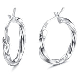 MILACOLATO Solid 925 Sterling Silver Twisted Hoop Earrings for Women 2.5mm