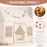 Senodeer Kids Play Tent Indoor: with Mat, Tassel Garland - Girl Tent Indoor Playhouse for Kids Toys for Boy Girl Birthday Gift