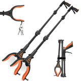 2-Pack Grabber Reacher Tool, 32" Grabbers for Elderly, Trash Picker Grabber with Light, Extended Claw Reacher Tool, Foldable Pick Up Grab Tool, Magnetic Sticks Grippers for Reaching (Orange)