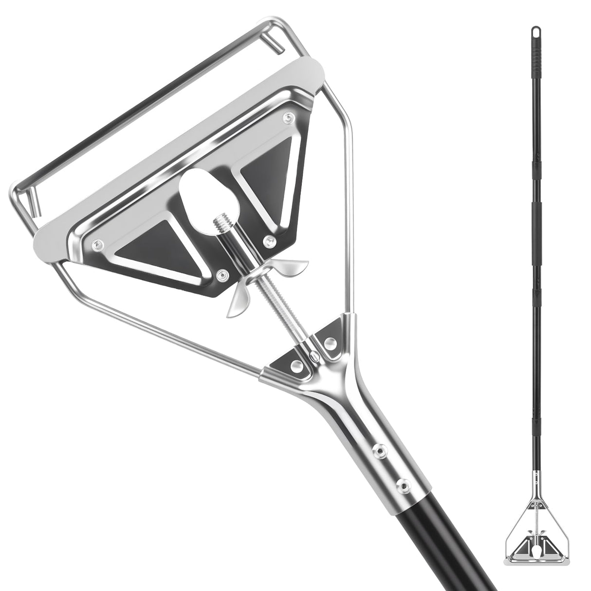 KeFanta 60" Metal Mop Handle Commercial Heavy Duty, Quick Change Industrial Mop Stick Replacemet,Side Gate Mops Head Replacement Holder for Floor Cleaning