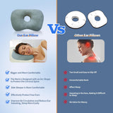 Ear Piercing Hole Pillows Side Sleeper Pillow with an Ear Hole for CNH Side Sleepers and Ear Inflammation Pressure Sores, Adjustable Cotton and Polyester Curved Side Pillow, Gray Skew Grid
