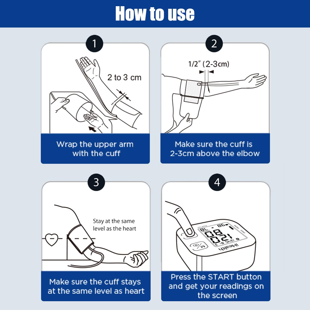 Blood Pressure Monitors for Home Use, Blood Pressure Machine Upper Arm with Large Wide Cuff Automatic Digital BP Machine LCD Screen BSX583(Light Blue)