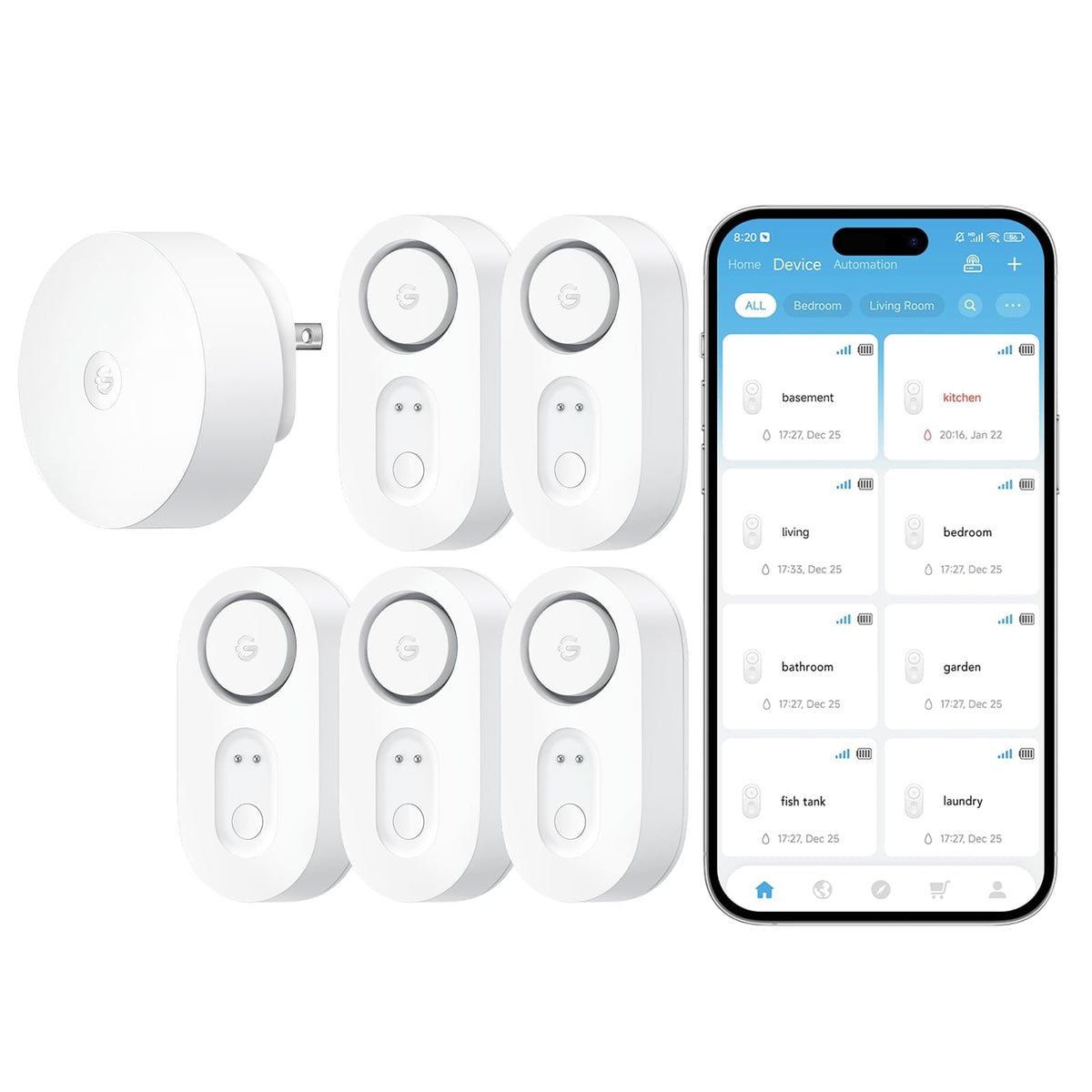 GoveeLife Upgraded Smart Water Leak Detector 1s with 1804 ft Ultra-Lon ...