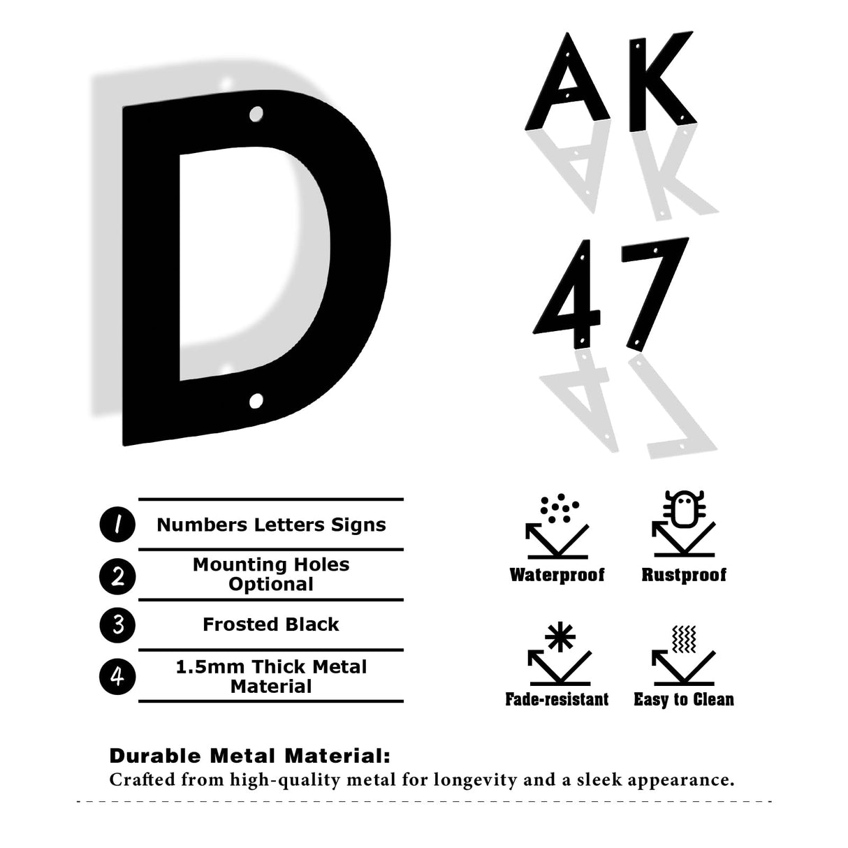 28 Inch Metal House Numbers Letters, Black House Address Numbers for Outside, Modern Metal Address Number Letters for Homes, Apartments, Farms, Office (M)