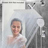 NearMoon Shower Head with Hose, High Pressure Stainless Steel Rain Shower and 3 Settings Handheld Spray Combo with Push Button Flow Control (12 Inch Showerhead Set, Chrome Finish)
