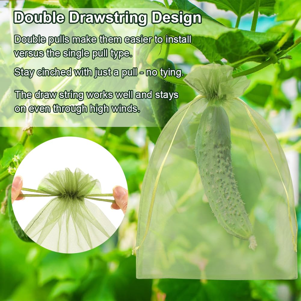Shintop 100Pcs Fruit Protection Bags, 8x12 Inch Green Grape Netting Cover
