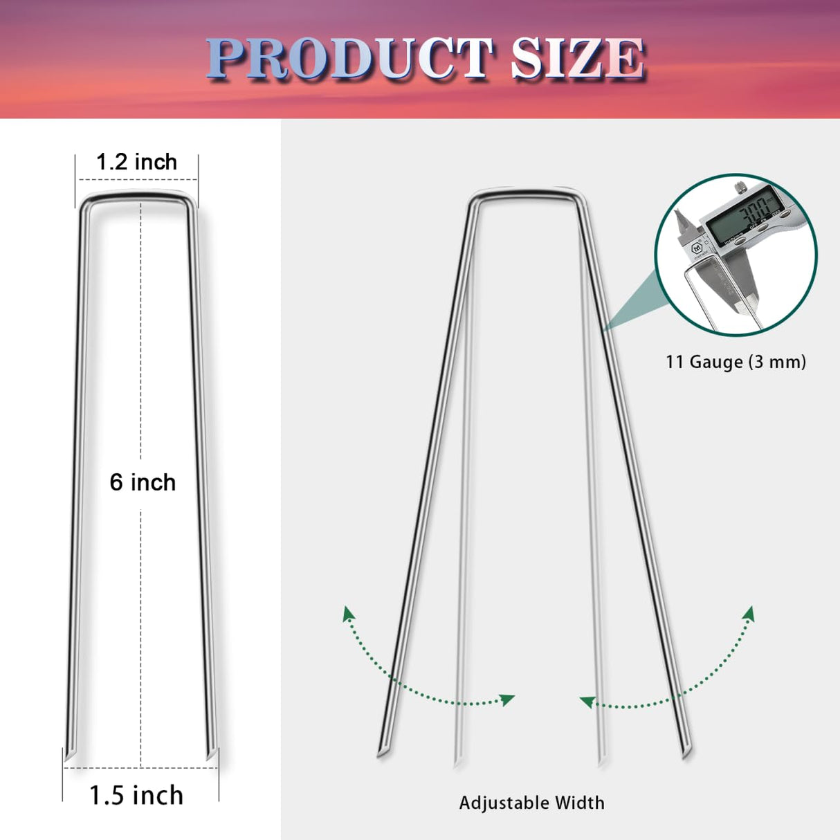 Gtongoko 500 Pack Landscape Staples 6 Inch, 11 Gauge Heavy Duty Galvanized Sod Staples for Weed Barrier Fabric, Ground Cover, Artificial Turf, Commercial Landscaping and Garden Projects