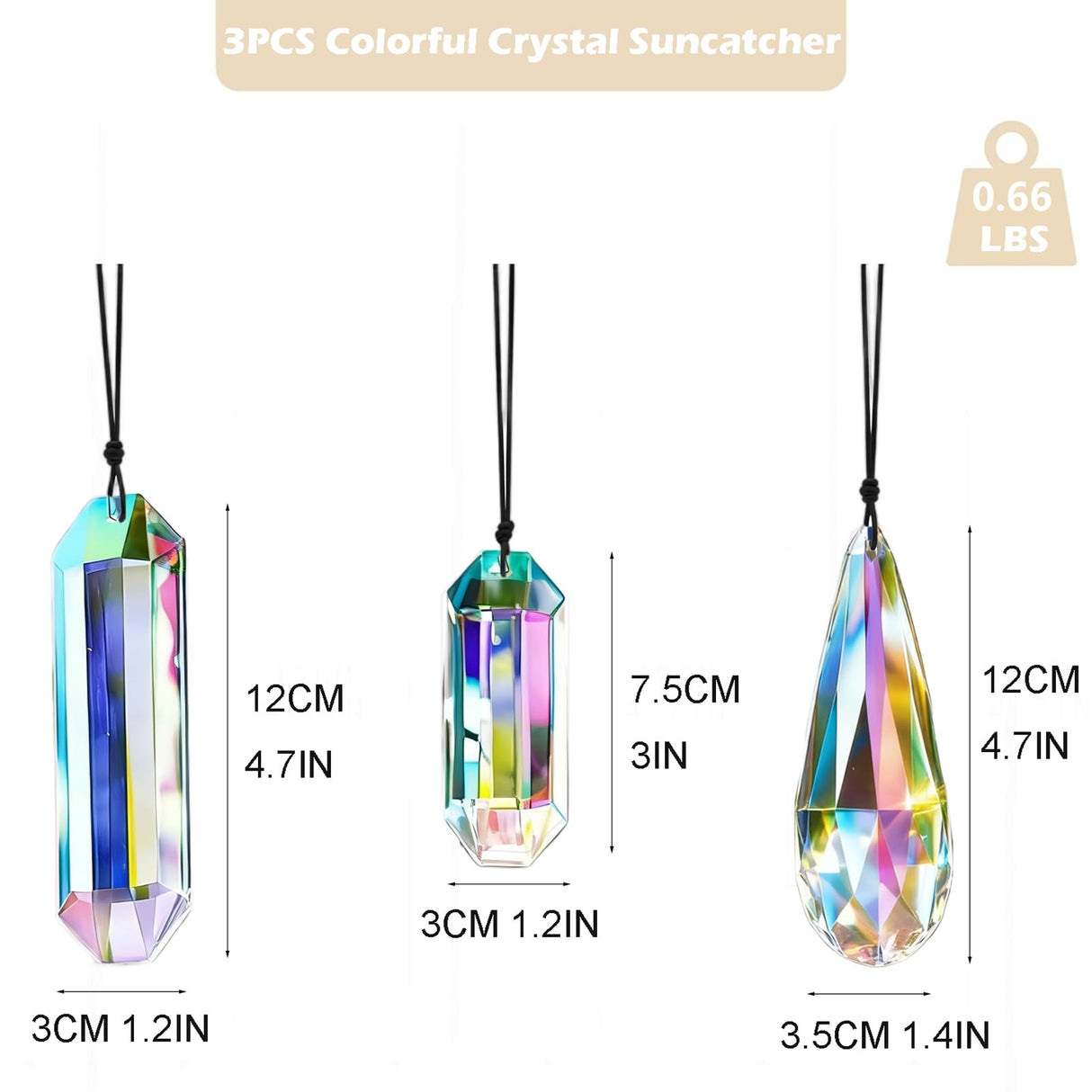 OneraOner Prism Crystal Suncatcher,3Pcs Rainbow Maker for Window Hanging
