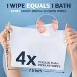100 XL Body Wipes for Adults Ultra Thick Bathing No Rinse - Microwaveable Shower Wipes, Bath Wipes with Moisturizing Aloe Vera and Vitamin E, 7.8” x 8” In - 10 Packs of 10