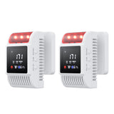Carbon Monoxide Detectors & Gas Detector, Smoke and Carbon Monoxide Detector Battery Backup with Temperature Humidity Detection, CO & Smoke Alarm Adjustable Brightness & Sound for Home/Travel 2 Pack