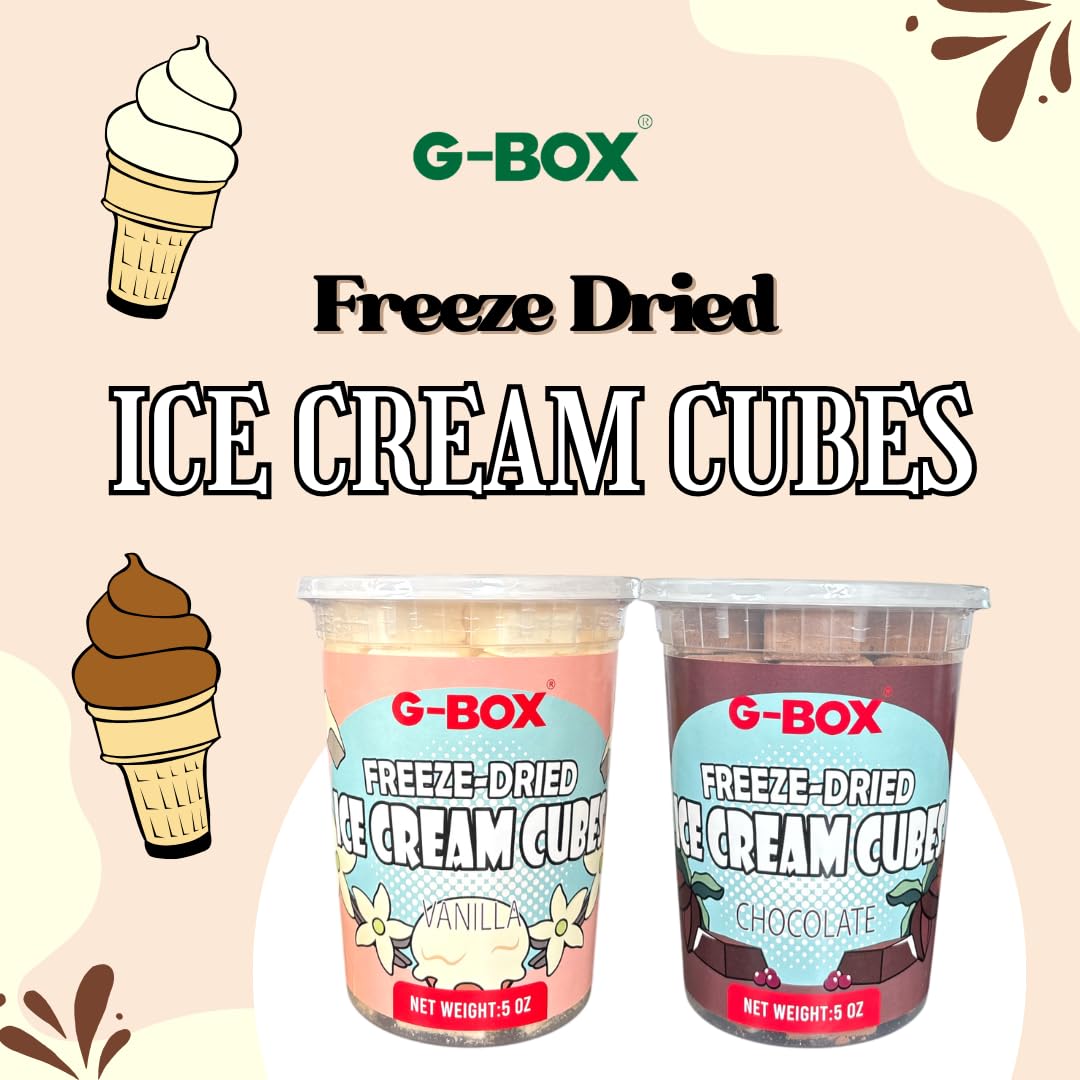 G-BOX Freeze Dried Ice Cream Cubes, Vanilla Flavor, 5 oz| Freeze Dried Camping Food, NASA Space Dessert, Halloween Candy, Perfect for Camping, Outdoor, Party (5 OZ, Vanilla)