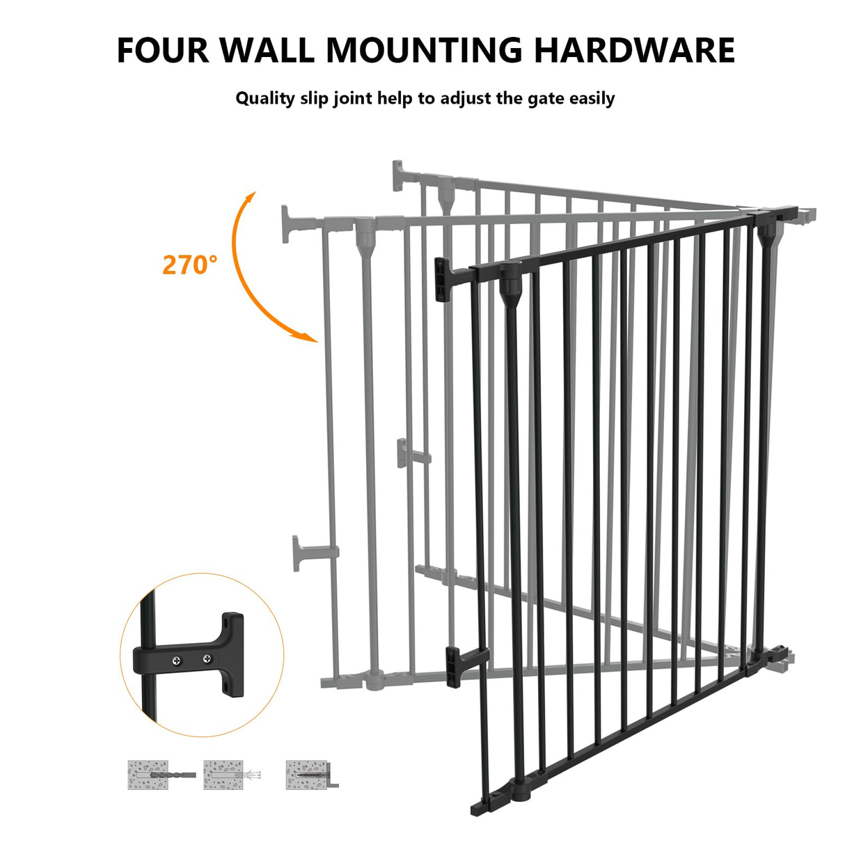 Bonnlo 120.5-Inch Metal Fireplace Fence Guard 5-Panel Baby Safety Gate/Barrier/Play Yard with Door Christmas Tree Fence Hearth Gate for Kids/Pet/Toddler/Dog/Cat, Black