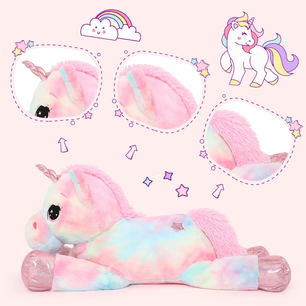 Tezituor 43in Giant Unicorn Stuffed Animal, Rainbow Pink Stuffed Unicorn Toys for Girls and Women, Big Unicorn Plush Gifts for Valentines Day, Christmas, Birthday, Party and Decorations